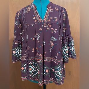Knox rose boho floral peasant blouse
